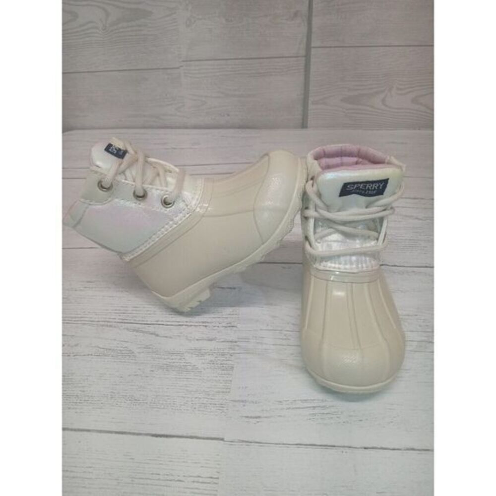 Sperry Girls Size‎ 6M White/Pink NWOT Rain Boots SCL 165287